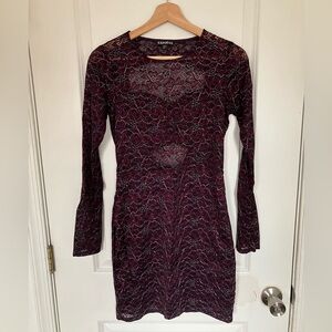 Express Burgundy Lace Dress S